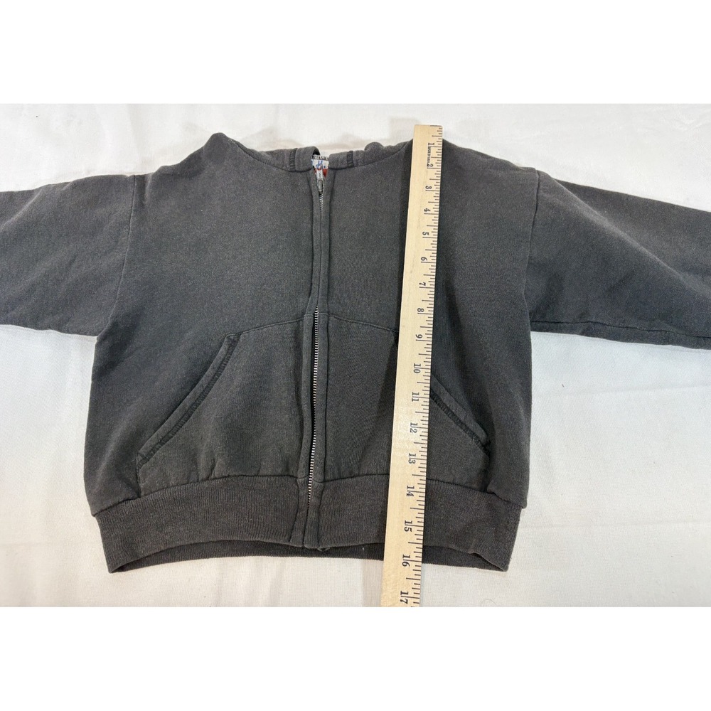 Vintage Hanes Light Black Full Zip Hooded Sweatshirt Size Youth Small S 6-7